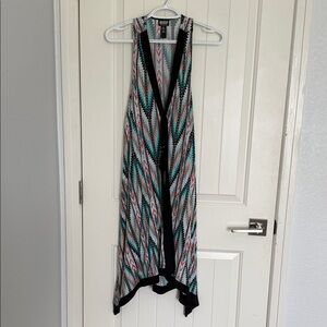 Coco Reef Asymmetrical Chevron Maxi Dress in Teal, Black & White